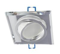 EDO LED Recessed Ceiling Light Crystal R Tempered Glass Silver Square GU10 35W - Ceiling Spotlight Downlight for Living Room Kitchen Hallway, Modern Recessed Lighting Fitting Without Bulb Socket