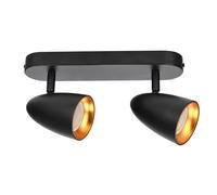 EDO OVO 2 Black Gold LED Ceiling lamp Black Gold IP20 GU10 2-Light, Rotating GU10 Reflector, Spotlight, 230V Ceiling lamp, for Living Room, Goldring EDO777239