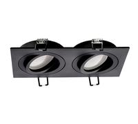EDO Recessed Ceiling Light LED 2 Light Ceri Adjustable Square Black 35W - Downlight Spotlight GU10 Gx5.3 Ceiling Light Fitting for Living Room Kitchen Hallway Office No Bulb