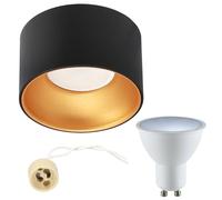 EDO Recessed Ceiling Light ZAMA Black Gold S Mini Round Downlight 5,5W LED 4000K Neutral 500lm GU10 230V - Ø85*50mm Mounting Frame, Single Spotlight Ceiling Lamp for Living Room, Bedroom, Kitchen
