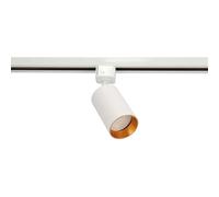 EDO - SEVA System Track Lighting - White Track Spotlight with Gold Ring - Lamp for 1-Phase Ceiling Rail - Surface-Mounted Ceiling Fitting for Rail - NALGA Tc GU10 Spot, 220-240 V, IP20