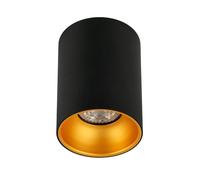 EDO Surface Mounted Downlight GU10 ZAMA Ceiling Light Round - Black/Gold Single Reflector, Ceiling Spotlight - Ø80x110mm 230V Luminaire - Aluminium Downlight for Bedroom, Living Room, Kitchen