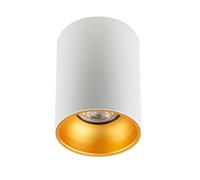EDO Surface Mounted Downlight GU10 ZAMA Ceiling Light Round - White/Gold Single Reflector, Ceiling Spotlight - Ø80x110mm 230V Luminaire - Aluminium Downlight for Bedroom, Living Room, Kitchen