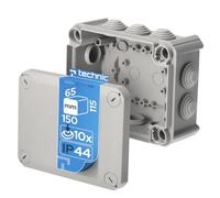 EDO Surface-Mounted Junction Box IP66 Waterproof 150x115x65 mm Grey - UV-Resistant, Halogen-Free - Connection Distribution Box with Cable Grommets and Screw Lid Indoor/Outdoor