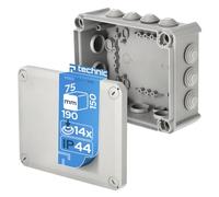 EDO Surface-Mounted Junction Box IP66 Waterproof 190x150x75 mm Grey - UV-Resistant, Halogen-Free - Connection Distribution Box with Cable Grommets and Screw Lid Indoor/Outdoor