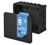 EDO Surface-Mounted Junction Box IP66 Waterproof 240x190x95 mm Black - UV-Resistant, Halogen-Free - Connection Distribution Box with Cable Grommets and Screw Lid Indoor/Outdoor