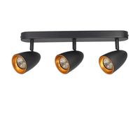 EDO Triple spot Ceiling lamp OVO 3 Black Gold LED Ceiling lamp Black Gold IP20 GU10 3-Flame, Rotating GU10 Spotlight, Reflector, 230V Ceiling lamp, for Living Room, Golden Ring EDO777241