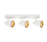 EDO Triple spot Ceiling lamp OVO 3 White Gold LED Ceiling lamp White Gold IP20 GU10 3-Flame, Rotating spot GU10, Spotlight, 230V Ceiling lamp, for Living Room, Gold Ring EDO777240