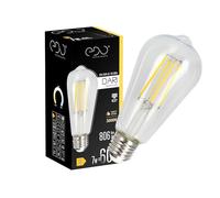 EDO Vintage Light Bulb LED Dari E27 Filament 7W Warm White 3000K 710lm Clear ST64 Style Retro Decorative Light Bulb Energy Saving Industrial Non-Dimmable