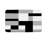 EDOMGNIH Abstract Geometric Bath Mat Black White Gray Modern Geometry Squares Diamonds 3D Effect Rectangles Space Vintage Bathroom Decor Microfiber Memory Foam Backing Bath Rugs,18x30 Inch