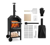 EDOSTORY Outdoor Pizza Oven, Wood Fired Pizza Oven for Outside, Patio Pizza Maker with Pizza Stone, Pizza Peel, Grill Rack, and Waterproof Cover for Backyard Camping