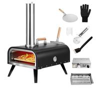 EDOSTORY Pizza Oven Outdoor Wood Fired and Gas Pizza Oven 12 Multi-Fuel Pizza Oven, Portable Pizza Maker Oven Grill for Outside