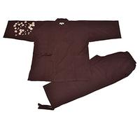 Edoten Samue Soft Plain weave Discharge printing Original design Cotton 100% Men's, "Cherry Blossoms on the Sleeve" Brown, Medium