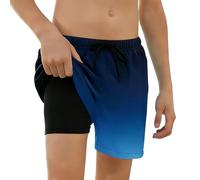 EDOTON Boys Swimming Shorts for Beach Summer Quick Dry Swim Trunks Drawstring Mesh Lining with Pocket 5-16 Years, 10-12 Years, Gradient Blue