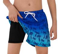 EDOTON Boys Swimming Shorts for Beach Summer Quick Dry Swim Trunks Drawstring Mesh Lining with Pocket 5-16 Years, 8 Years, Blue Coconut