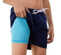 EDOTON Boys Swimming Shorts for Beach Summer Quick Dry Swim Trunks Drawstring Mesh Lining with Pocket 5-16 Years, 10-12 Years, Cyan