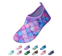EDOTON Kids Water Shoes Quick Dry Swim Shoes Toddlers Aqua Socks Lightweight Non-Slip Beach Shoes for Beach Swimming Pool (8.5-9 UK,Purple Fish Scales)