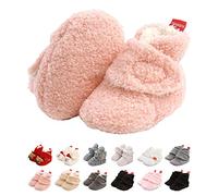 EDOTON Newborn Baby Boys Girls Soft Fleece Booties Stay On Infant Slippers Socks Shoes Non Slip Gripper Toddler First Walkers Winter Ankle Crib Shoes 0-18 Months