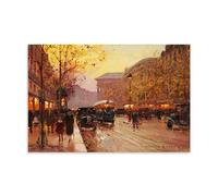 Edouard Cortes Works《Autumn Evening on Boulevard De La Madeleine, Paris》Printing Posters Versatile Canvas Print Wall Art Paintings Home Decor for Living Room Bedroom 12x18inch(30x45cm)