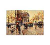 Edouard Cortes Works《Paris Autumn Street Scene》Printing Posters Hanging Canvas Paintings Minimalist Wall Art Prints for Bedroom & Living Room 20x30inch(50x75cm)