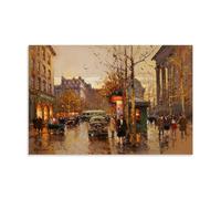 Edouard Cortes Works《Paris Street Scene at Sunset》Printing Posters Hanging Canvas Paintings Minimalist Wall Art Prints for Bedroom & Living Room 20x30inch(50x75cm)
