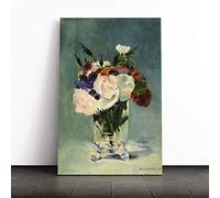 Edouard Manet Flowers in a Crystal vase Canvas Print | Gallery Wrapped 30mm Frame Wall Art | 24x16 inches | Ready to Hang | Modern Floral Picture | Living Room Bedroom Lounge Office