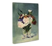 Edouard Manet Flowers In A Crystal Vase Canvas Print | Gallery Wrapped 30mm Frame Wall Art | 24x16 inches | Ready to Hang | Classic Floral Picture | Living Room Bedroom Lounge Office