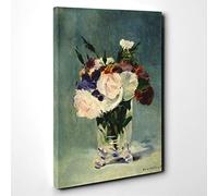 Edouard Manet Flowers in a Crystal vase Canvas Print | Gallery Wrapped 30mm Frame Wall Art | 30x20 inches | Ready to Hang | Modern Floral Picture | Living Room Bedroom Lounge Office