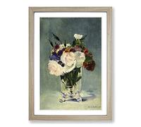 Edouard Manet Flowers in a Crystal vase Framed Print | A2 Oak Framed Wall Art | Ready to Hang | Modern Floral Picture | Living Room Bedroom Lounge Office