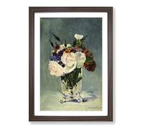 Edouard Manet Flowers in a Crystal vase Framed Print | A2 Walnut Framed Wall Art | Ready to Hang | Modern Floral Picture | Living Room Bedroom Lounge Office