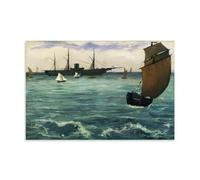 Edouard Manet Outstanding Works Poster Steamboat Leaving Boulogne Canvas Wall Art Decorative Bedroom Modern Home Print Picture Artworkss 08x12inch(20x30cm)