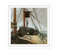 Edouard Manet The Ships Deck Square Wooden Framed Wall Art Print Picture 16X16 Inch