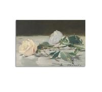 Edouard Manet (Two Roses on A Tablecloth) Classic Famous Painting Canvas Wall Art Poster Premium Wall Art Stylish Room Decor for Indoor Home Space 08x12inch(20x30cm)