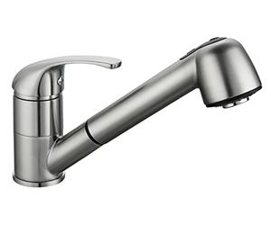 Edouard Rousseau Bago Sink Mixer Tap with 2 Jets Extendible Shower Head Flexible Double Stapled Hose 172 x 195 (Projection) mm, Stainless Steel