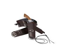 Edozos Adult Western Cowboy Gun Belt Holster Set - Brown Leather-Look for Sheriff & Outlaw Cosplay, Wild West Theme Parties, Fancy Dress & Halloween Costume Accessory