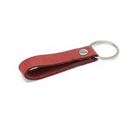 Edozos Crazy Horse Real Leather Handmade Keyring for Keys Fob Home/Office Lock Vintage Key Ring (Light Red, Nickel)