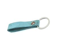 Edozos Crazy Horse Real Leather Handmade Keyring for Keys Fob Home/Office Lock Vintage Key Ring (Sky Blue, Nickel)