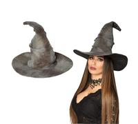 Edozos Deluxe Witch Hat for Adults - Grey Premium Felt Wizard & Witches Hat with Wire Brim for Halloween, Cosplay, Fancy Dress Costume Parties for Men & Women