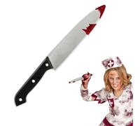 Edozos® Halloween Plastic Prop Weapons Set - Fake Bloody Axe, Slasher Knife & Machete | Safe Cosplay Fancy Dress Accessories | Horror Movie Costume Props & Scary Decoration (Horror Knife 30 CM)