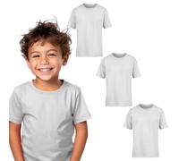 Edozos® Kids Pack of 3 Crew Neck Short Sleeve T-Shirts Cotton Rich Plain Classic Fit Casual Tops for Boys & Girls Aged 3 to 15 Years (UK, Age, 5 Years, 6 Years, Regular, White)