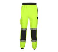Edozos Men's High Visibility Vis Safety Security Work Pants Hi Viz 2 Tone Jogging Bottom Combat Trousers Workwear Joggers (as8, Alpha, m, Regular, Regular, Yellow/Navy)