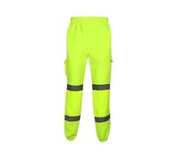 Edozos Men's High Visibility Vis Safety Security Work Pants Hi Viz 2 Tone Jogging Bottom Combat Trousers Workwear Joggers (as8, Alpha, x_l, Regular, Regular, Yellow)