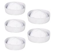 Edozos Pack of 5 Doughboy Sailor White Hats - Adult Unisex Nautical Navy Captain Hat, Yacht Sailor Costume Accessories for Hen/Stag Nights, Fancy Dress, Themed Parties, Marine Festivals & Role Play