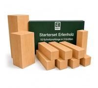 EdpaS Alder Wood Carving Wood Set of 10 in 3 Sizes