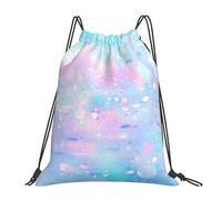 EDPXKL Colorful Glitter Shines Brightly Lightweight Drawstring Backpack, Colorful Jellyfish Seahorse Waterproof Daypack Bag for Gym Travel Party, and Everyday Use
