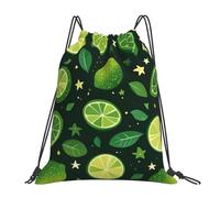 EDPXKL Piece Lime Green Lemon Lightweight Drawstring Backpack, Pine Tropical Fruits Waterproof Daypack Bag for Gym Travel Party, and Everyday Use