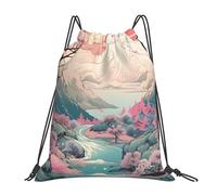 EDPXKL Snow Mountain Lightweight Drawstring Backpack, Jellyfish Sea Turtles Corals Ocean Coast Fish Waterproof Daypack Bag for Gym Travel Party, and Everyday Use