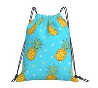 EDPXKL Tropical Fruit Pine Lightweight Drawstring Backpack, Blue Sea Island Blue Sky Waterproof Daypack Bag for Gym Travel Party, and Everyday Use