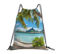EDPXKL Tropical Island Seaside Lightweight Drawstring Backpack, Summer Fruit Watermelon Sweet Watercolor Cartoon Pattern Waterproof Daypack Bag for Gym Travel Party, and Everyday Use