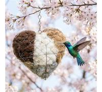 EDQPLL Handmade Fiber Bird Nesting Heart, Refillable Birds Haven 1 Heart Shape Hummingbird Nesting，Winter Fowl Gifts Animal Hummingbirds Lovers Home Garden Yard(3Set)